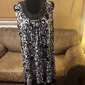 Apt. 9 Black and White Floral Tunic Dress Size XL